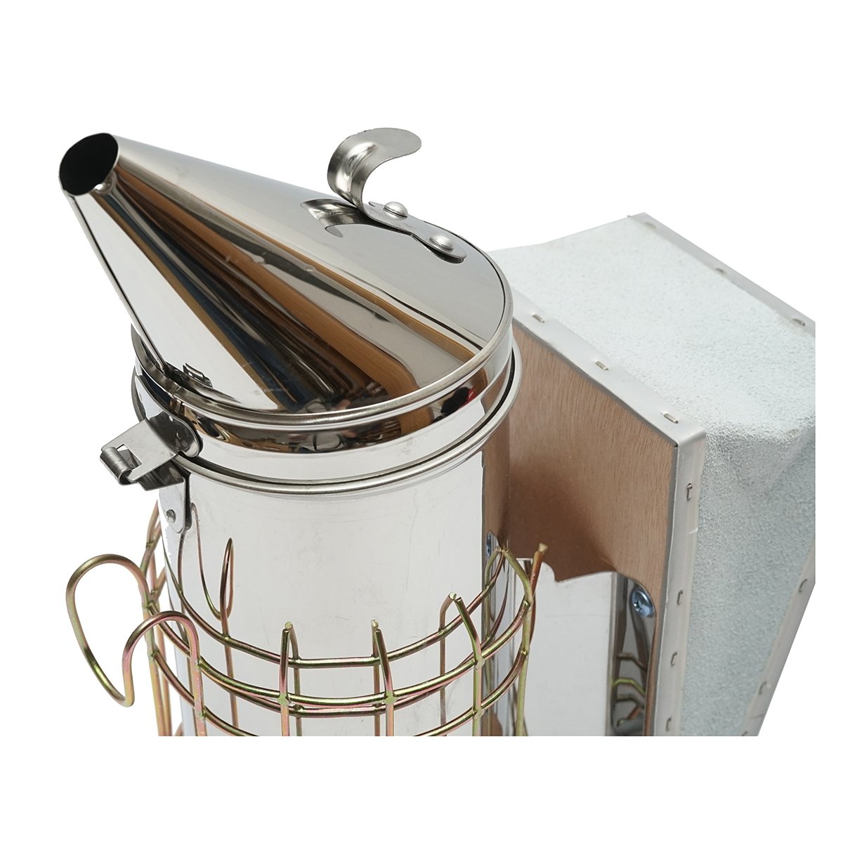 Afumator albine din inox cu cilindru scut termic si burduf din piele 230mm